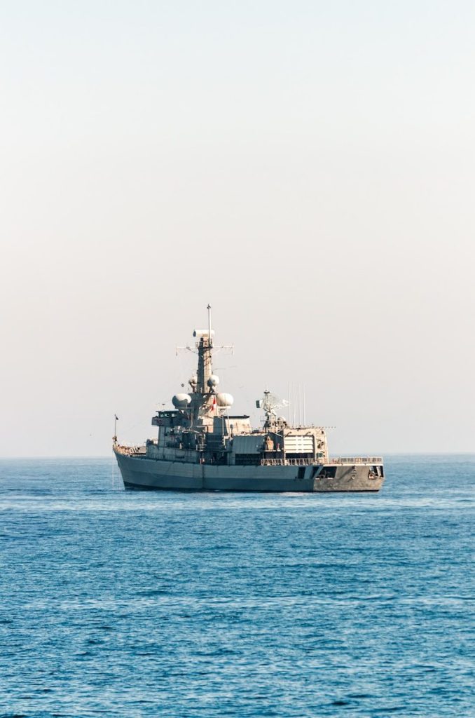 A large boat in the middle of the ocean